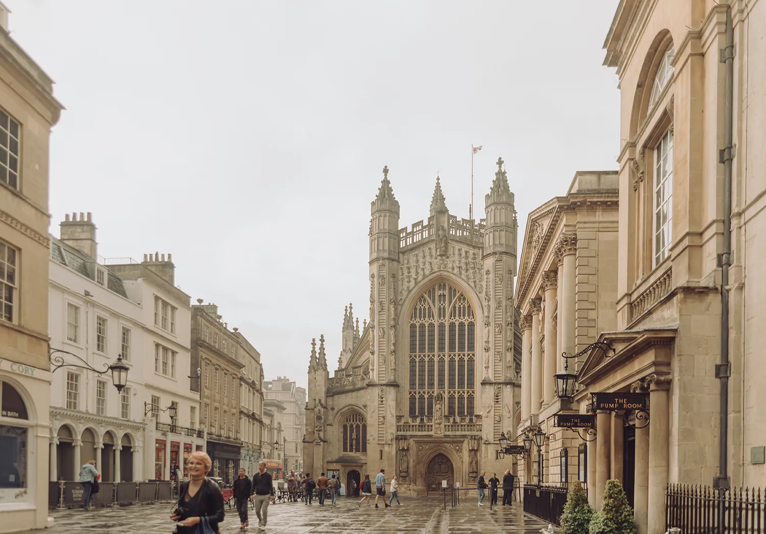Bath Abbey in the historic center of Bath, England.