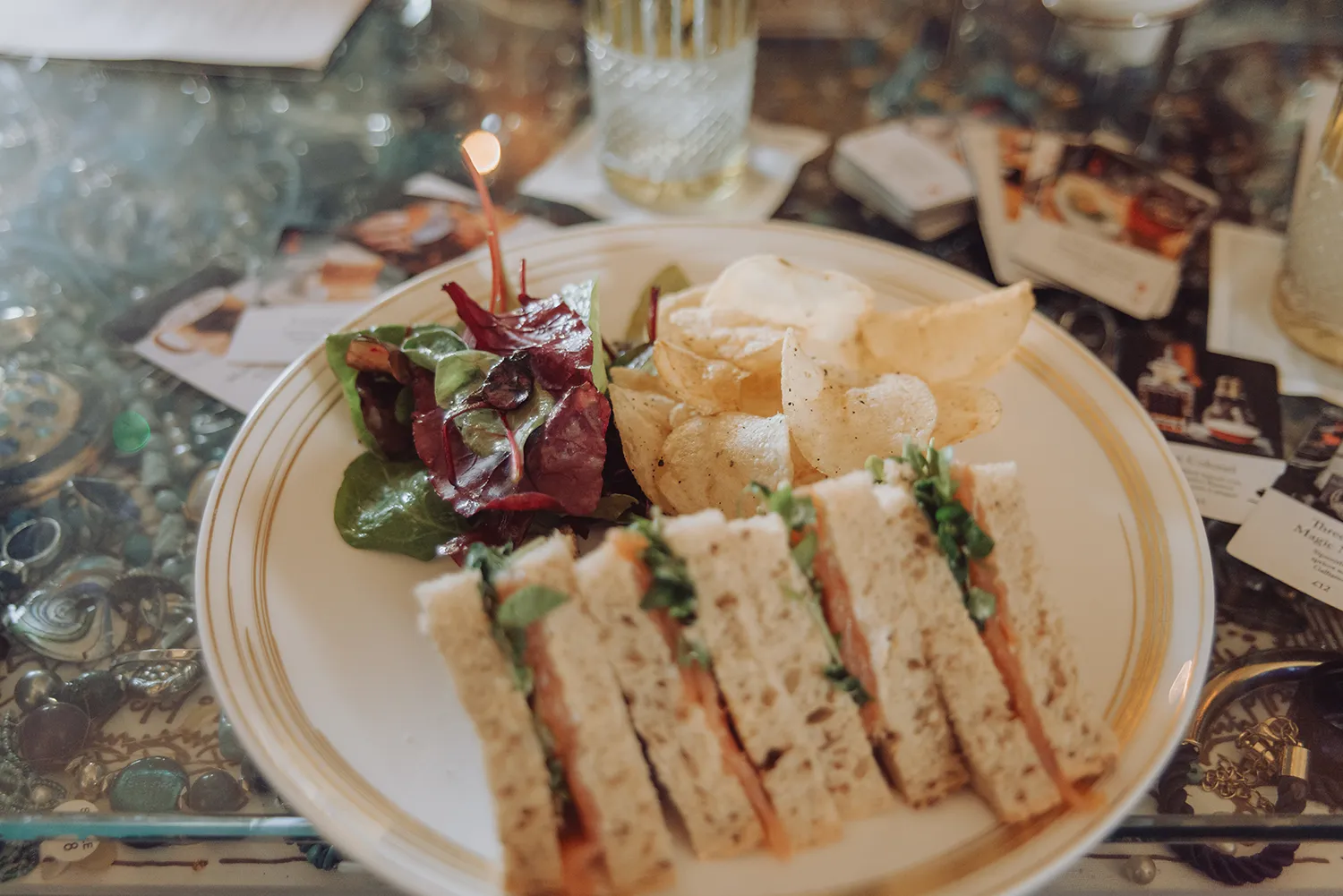 Afternoon tea sandwiches at No.15 by GuestHouse on Great Pulteney Street in Bath, England.