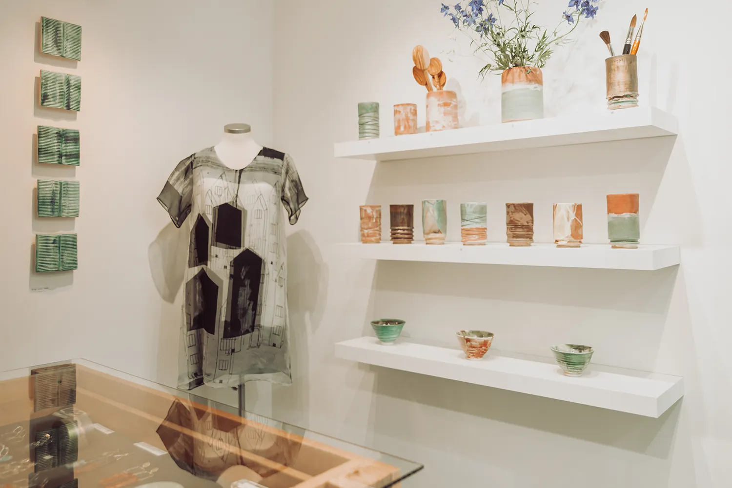 Independent design shop with handmade ceramics and clothing in Bath, England.